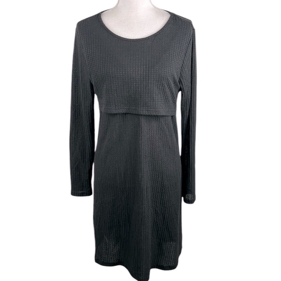 Boho Waffle Knit Coachella Indie Festival Classic Minimalist Dress Size Large - Picture 1 of 7